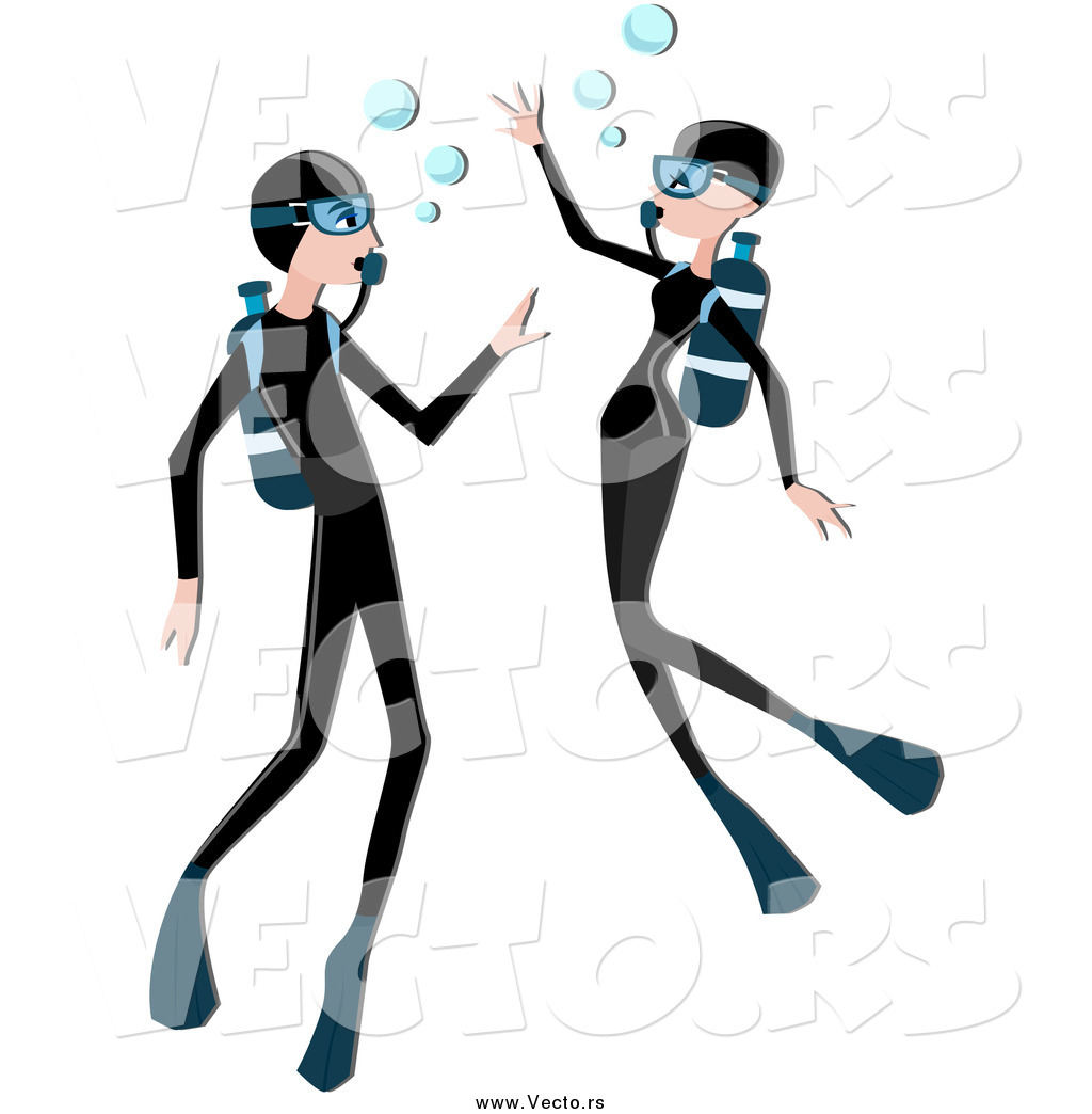 1024x1044 Vector Of A White Scuba Diver Couple By Bnp Design Studio