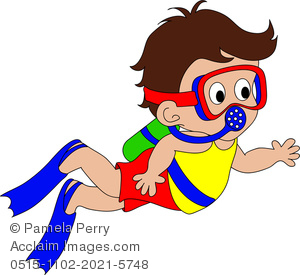 300x275 Art Illustration Of A Cartoon Boy Scuba Diving