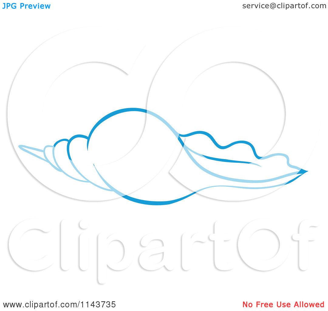 1080x1024 Cartoon Of An Outlined Blue Sea Shell