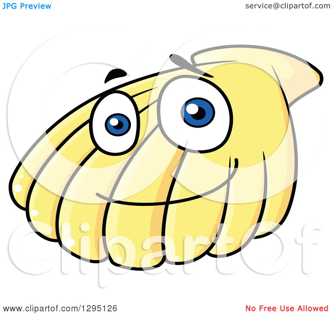 1080x1024 Clipart Of Cartoon Happy Yellow Scallop Sea Shell