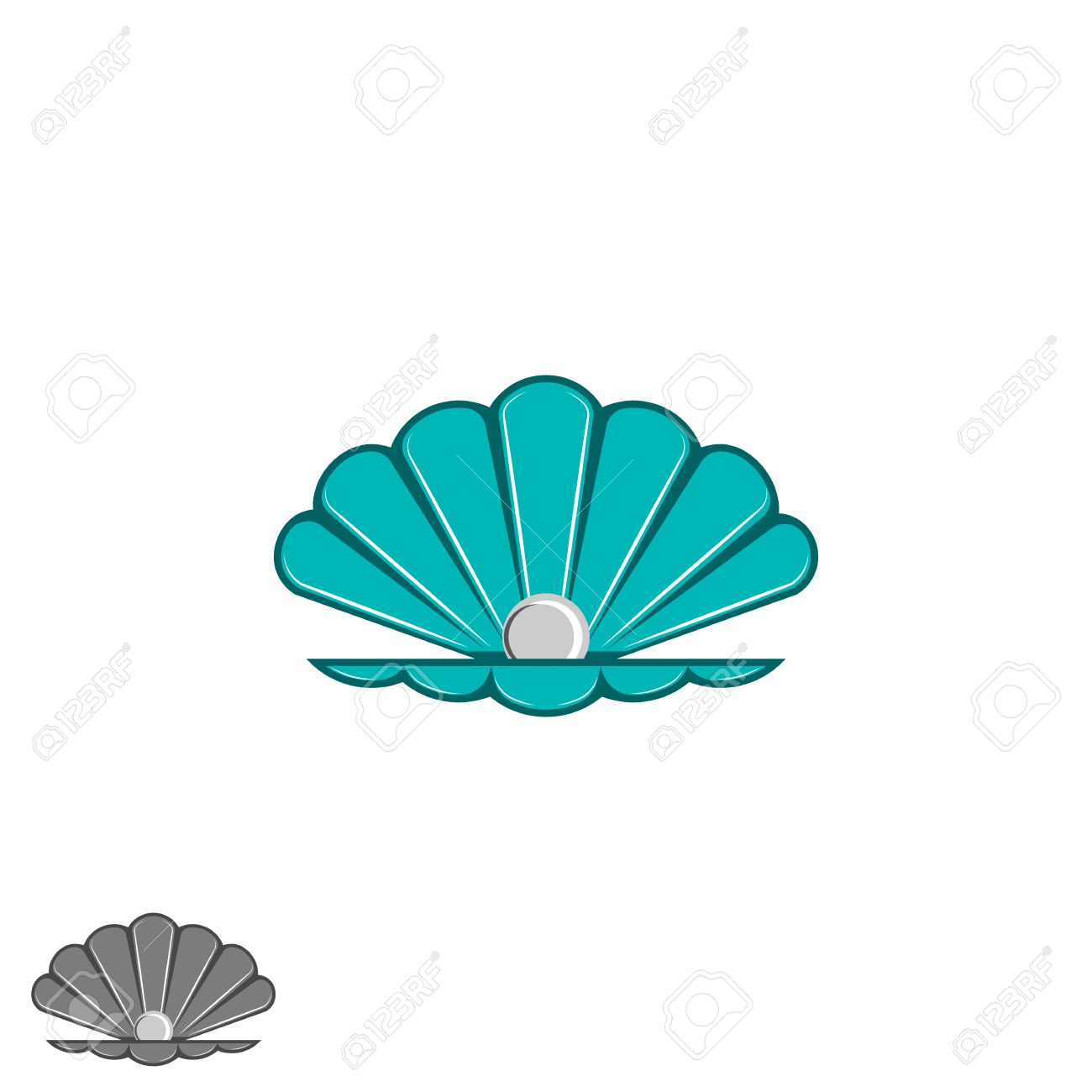 1300x1300 Shell Pearl Open Seashell With A Pearl Inside, Cartoon Design