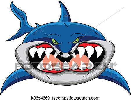 450x346 Clip Art Of Funny Shark Cartoon K8654669
