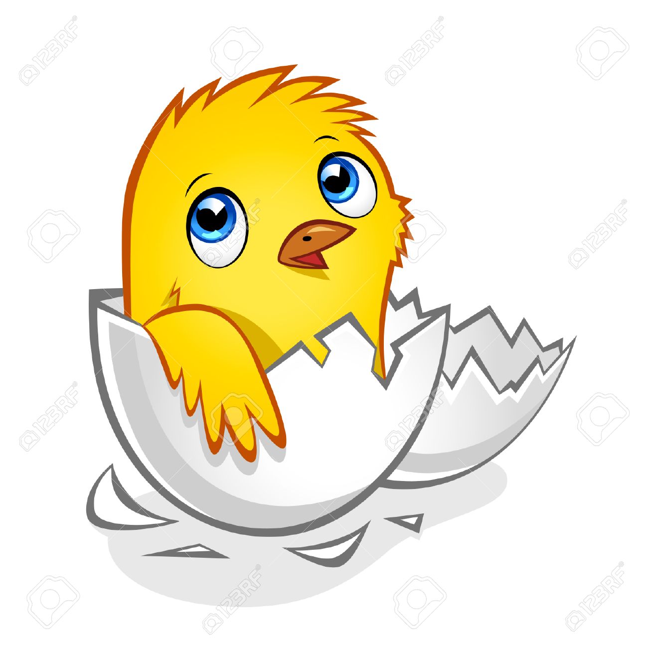 1300x1300 Cartoon Yellow Newborn Chicken In The Broken Egg Shell Royalty