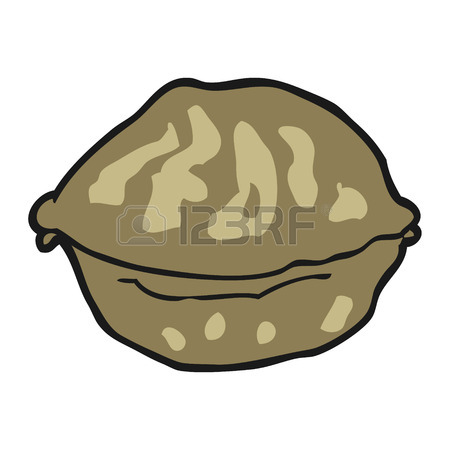 450x450 Freehand Drawn Cartoon Walnut In Shell Royalty Free Cliparts