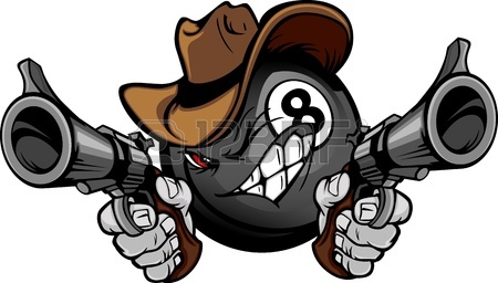 450x256 Graphic Mascot Image Of A Cowboy Shooting A Rifle Royalty Free
