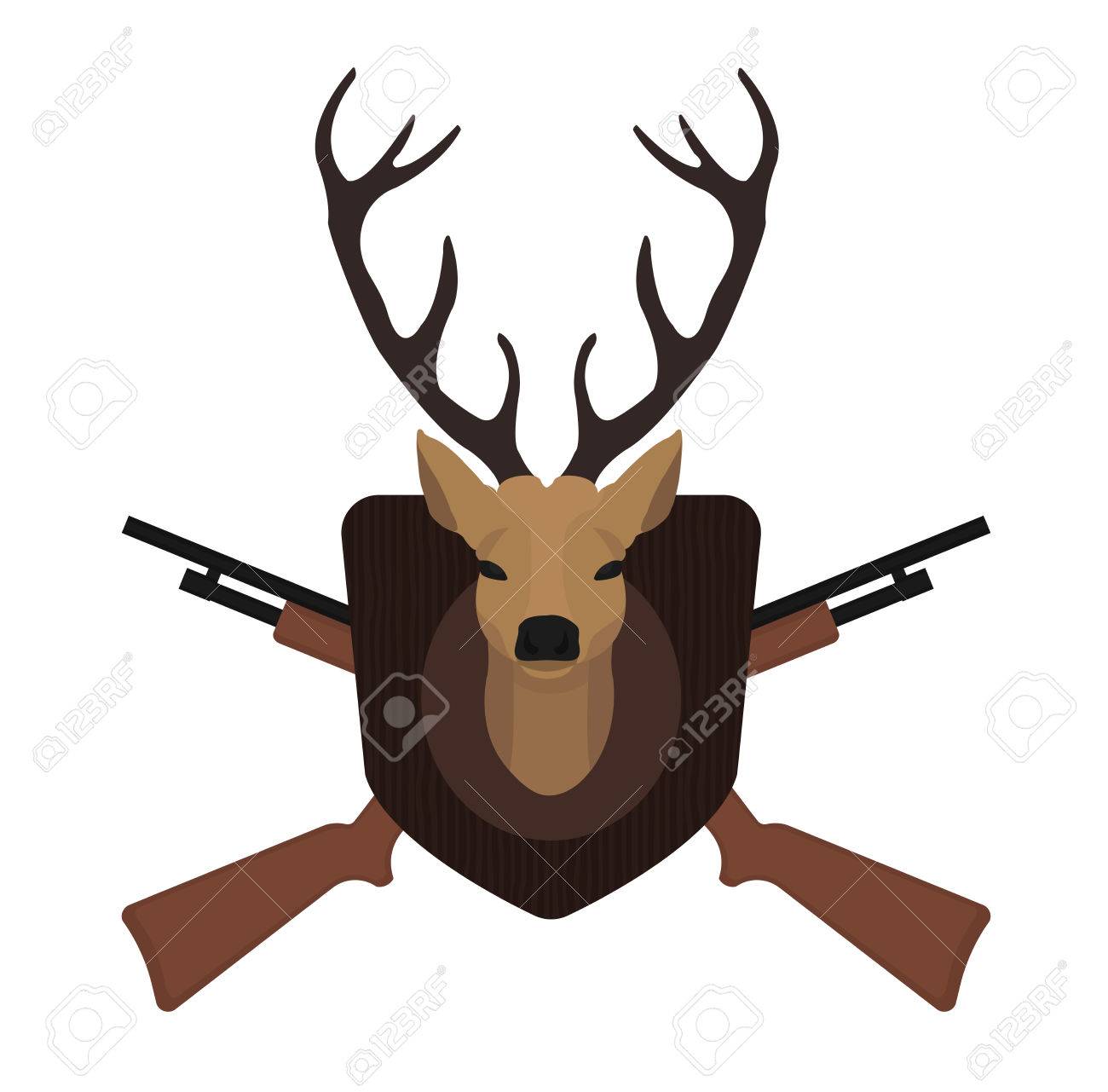 1300x1281 Hunting Trophy. Stuffed Taxidermy Deer Head With Big Antlers