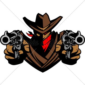 325x325 Cowboy Mascot Aiming Shotgun Vector Illustration Gl Stock Images