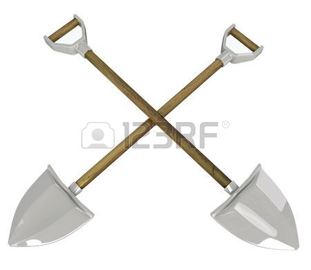 450x390 Isolated 3d Work Tools, Crossed Shovels Stock Photo, Picture