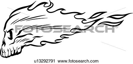 450x217 Flaming Skull Clipart