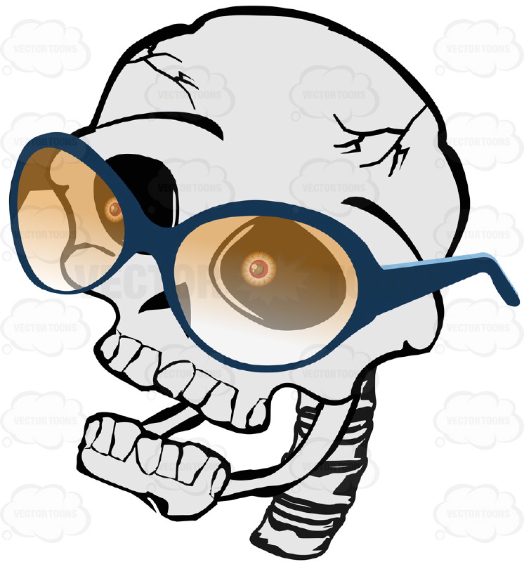 746x800 Cartoon Skull Looking Left Wearing Yellow Shaded Glasses