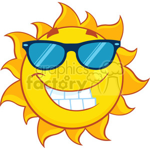 300x300 Royalty Free Smiling Summer Sun Cartoon Mascot Character