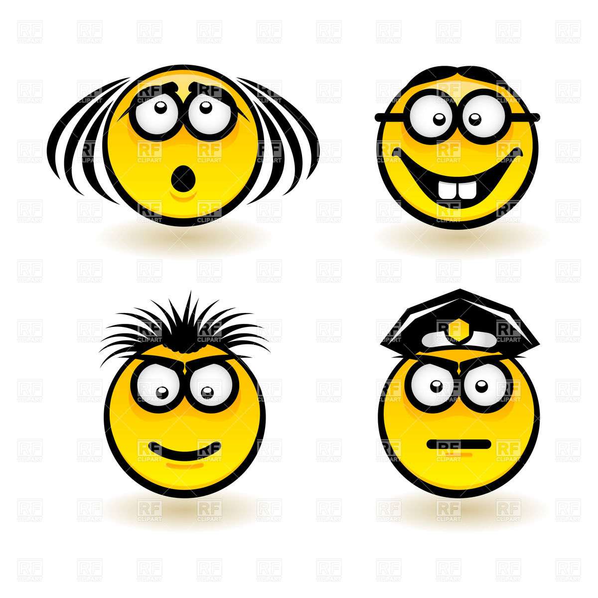 1200x1200 Cartoon Smiley Faces Set Royalty Free Vector Clip Art Image