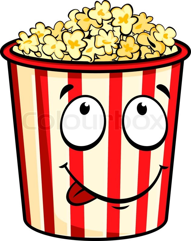633x800 Cartoon Popcorn Isolated On White For Fastfood Design Stock