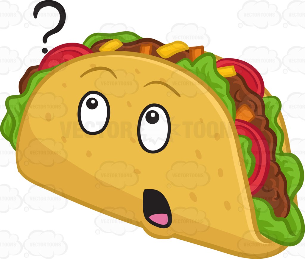 1024x869 A Curious Hard Shell Taco Snack Cartoon Clipart