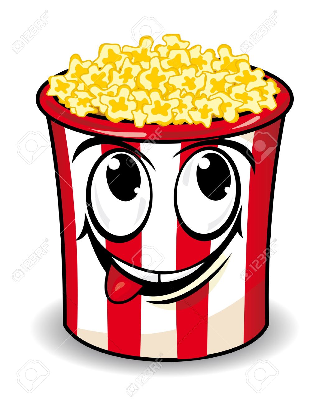 1006x1300 Smiling Popcorn Box In Cartoon Style For Snack Design Royalty Free