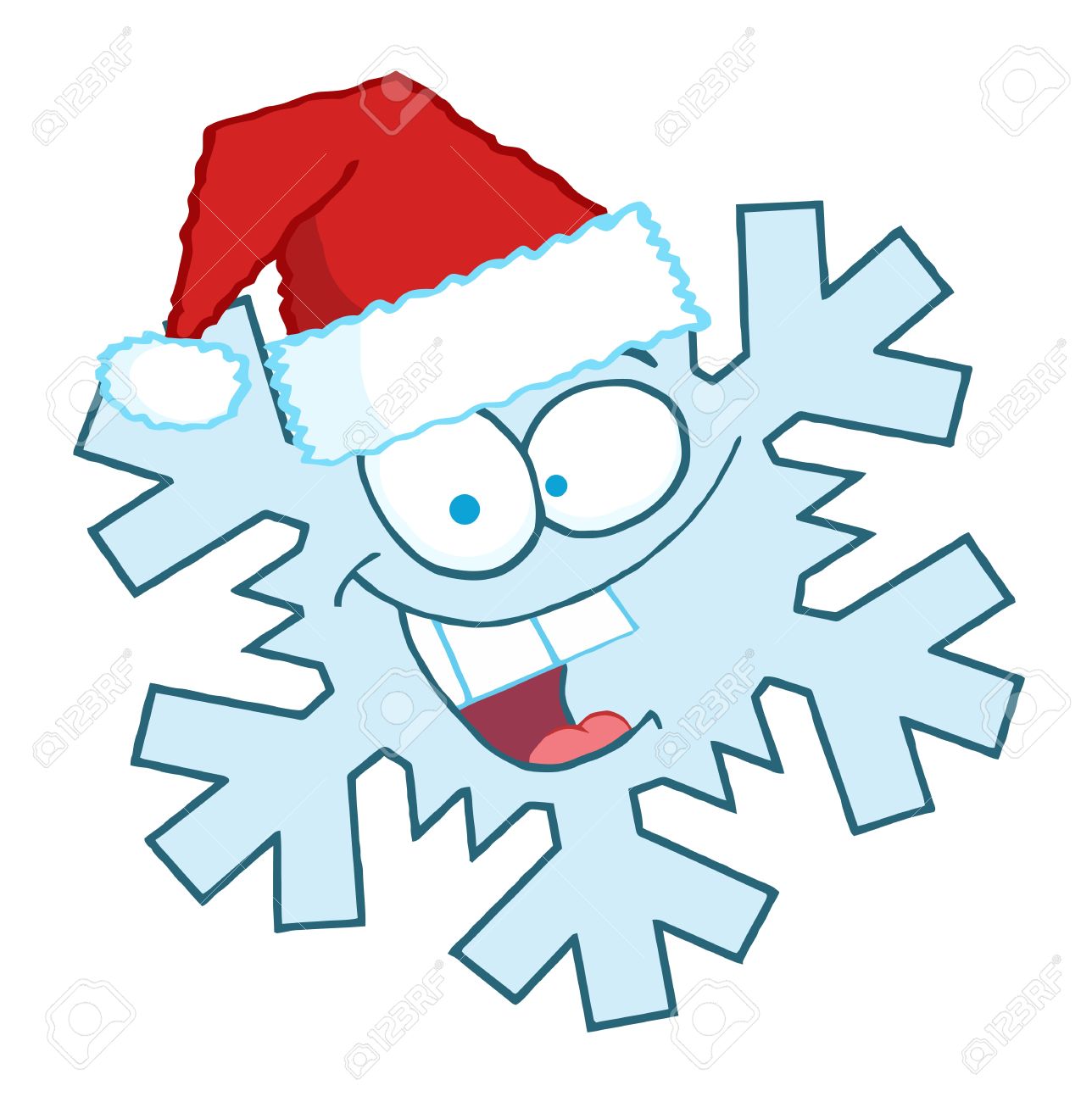 1288x1300 Cartoon Snowflake Character With Santa Hat Royalty Free Cliparts