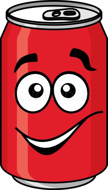 453x800 Red Cartoon Soda Or Soft Drink Can With A Smiling Face Isolated