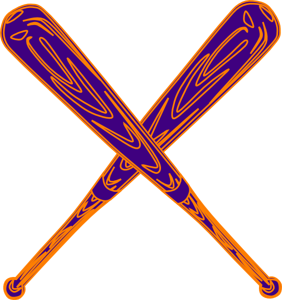 564x599 Baseball Bat Purple And Orange Clip Art