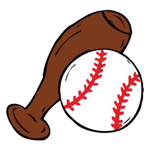 500x500 Cartoon Vector Softball Or Baseball Ball And Bat 09883 Download