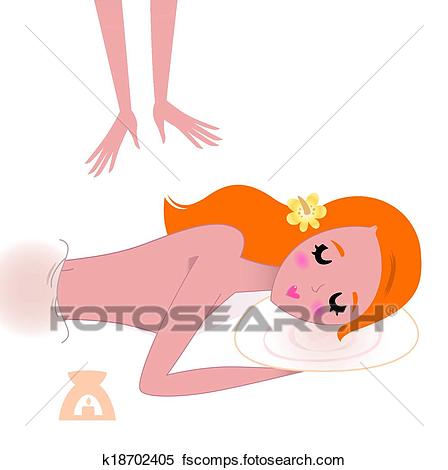 448x470 Clipart Of Body Care Spa Girl Enjoying Massage Isolated On White