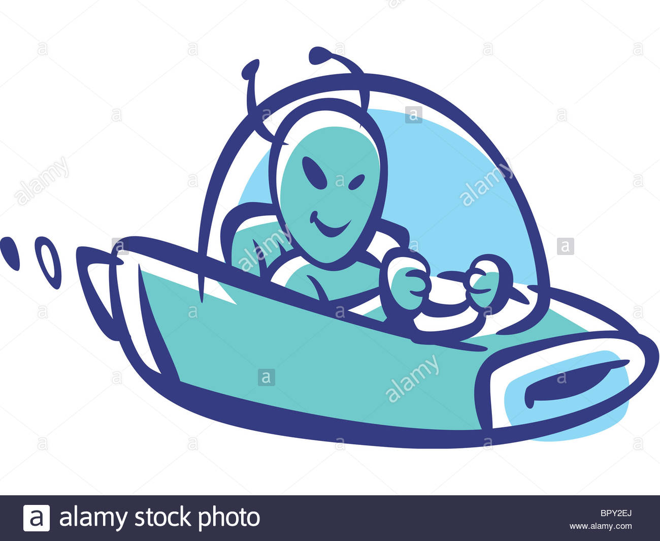1300x1065 Cartoon Drawing Of An Alien Driving A Spaceship Stock Photo