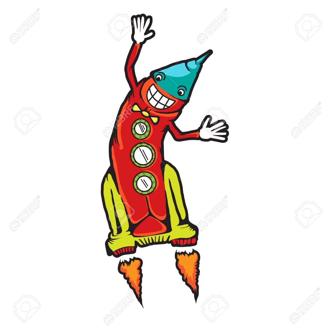 1300x1300 Space Rocket Flying. Comic Rocket Ship. Cartoon Spaceship