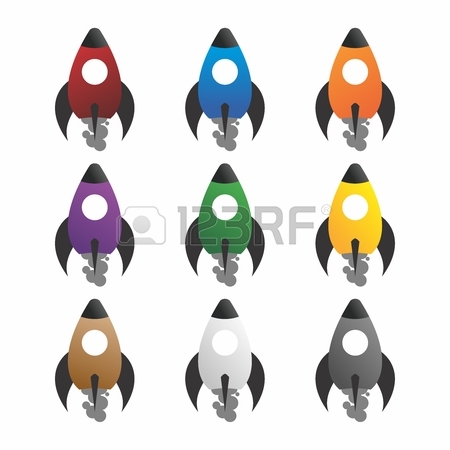 450x450 Vector Futuristic Cartoon Rocket, Spaceship, Space Shuttle Flat