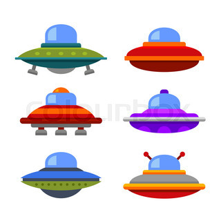320x320 Cartoon Flying Saucer, Cartoon Spaceship And Cartoon Ufo Set