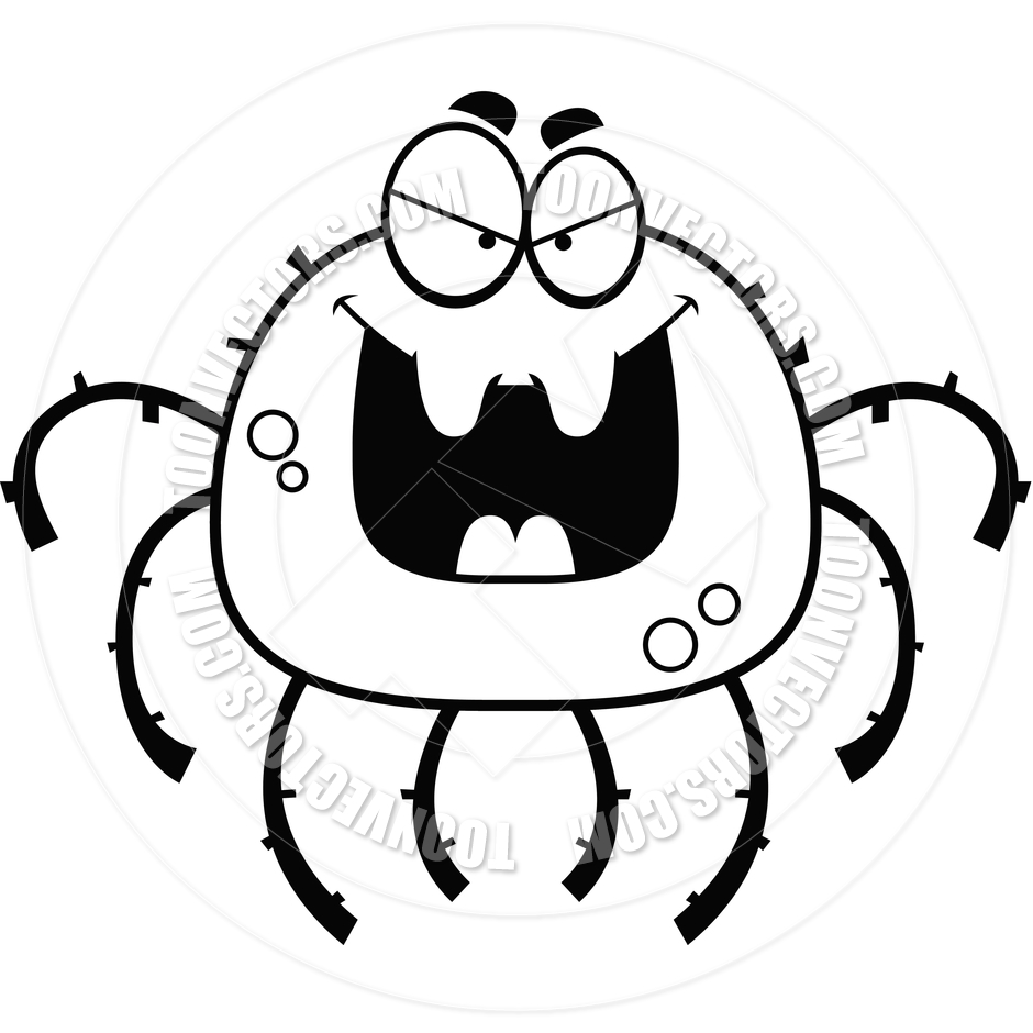 940x940 Cartoon Little Spider Evil (Black And White Line Art) By Cory