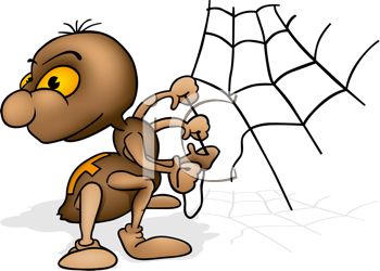 350x250 Royalty Free Clipart Image Cute Cartoon Spider Fixing His Broken Web