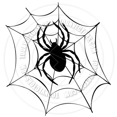 460x460 Cartoon Silhouette Of Spider In Web By Clairev Toon Vectors Eps