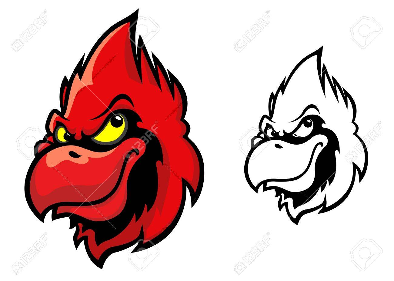 1300x927 Red Cardinal Bird Head In Cartoon Style For Sports Mascot Design