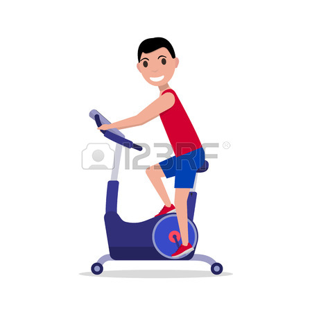450x450 Vector Illustration Cartoon Sports Boy Trains On Elliptical Cross