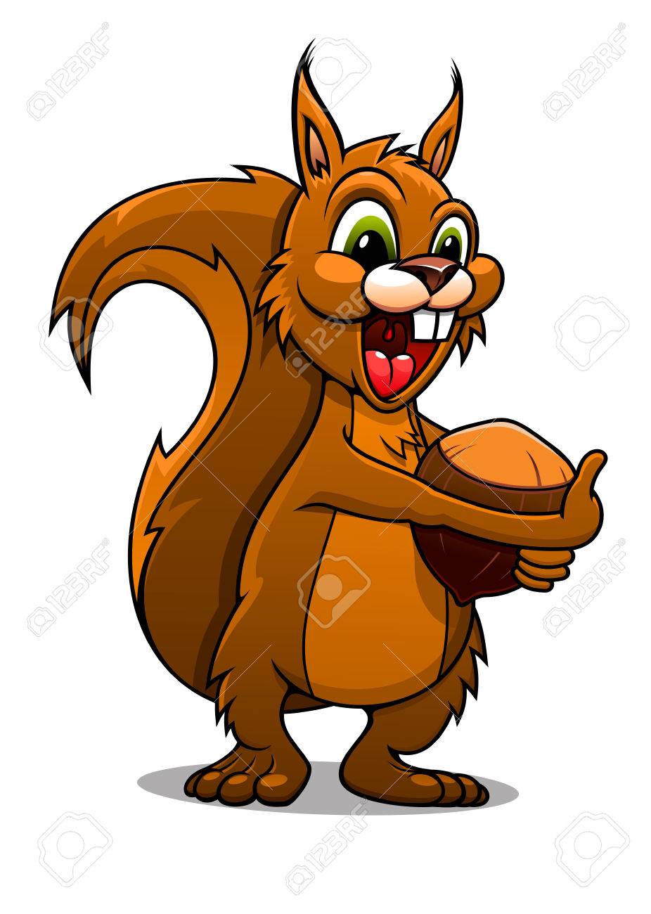 926x1300 Cartoon Squirrel Mascot With Nut Isolated On White Background