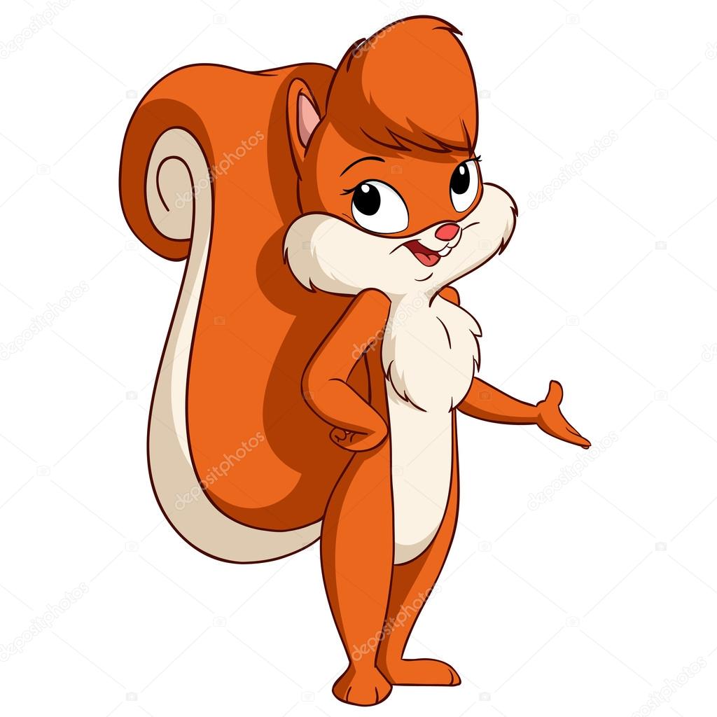 1024x1024 Cute Cartoon Squirrel Girl Welcome Pose Stock Vector Acidburn