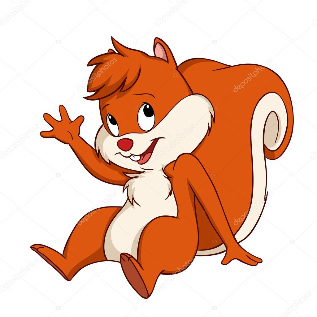 1024x1024 Sitting Cartoon Squirrel Cub Welcome Gesture Stock Vector