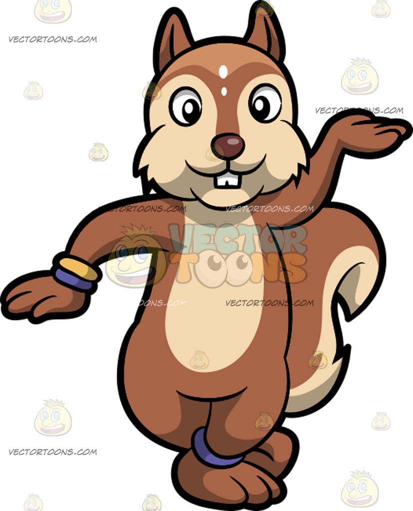 827x1024 A Dancing Squirrel Cartoon Clipart