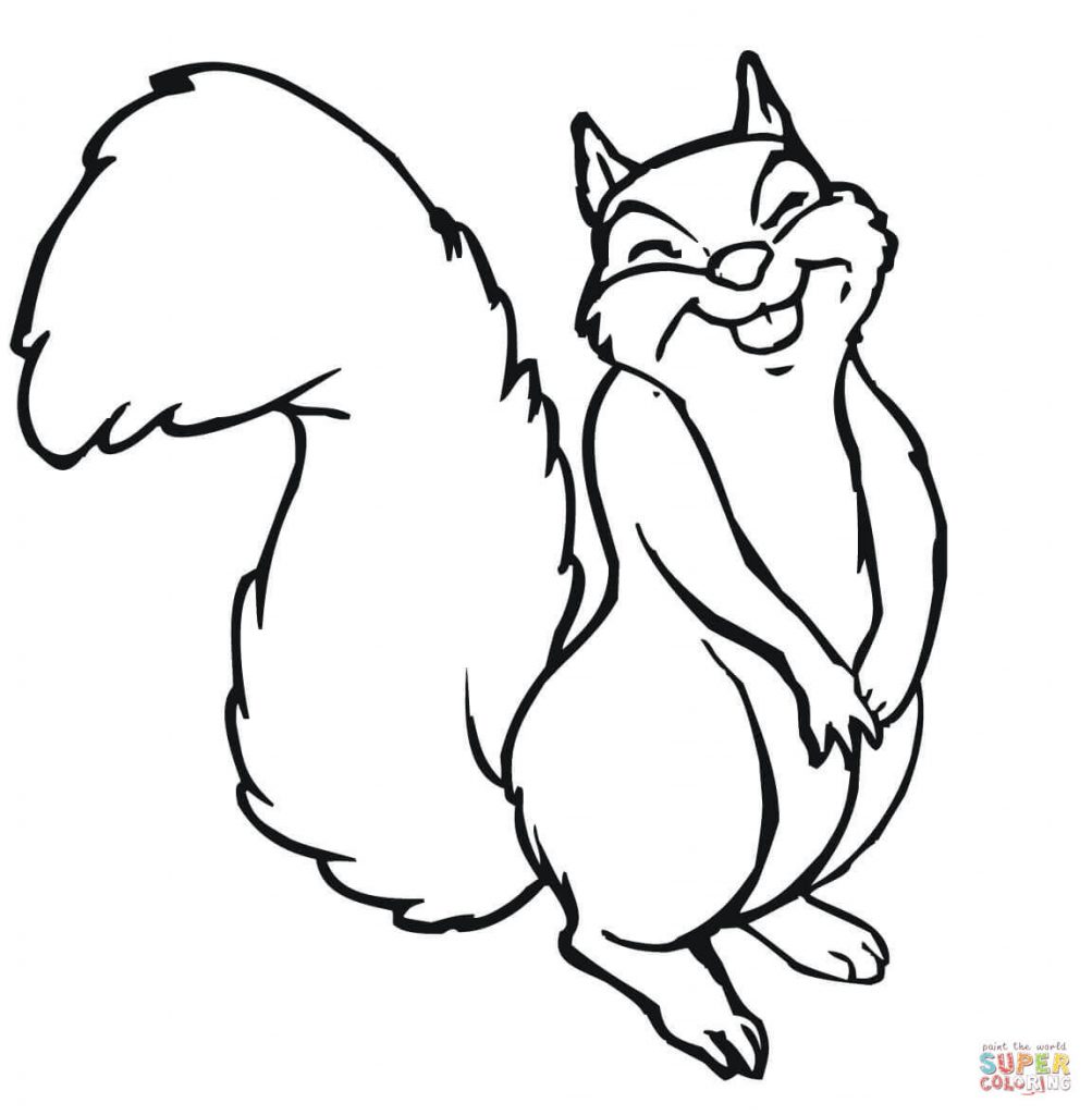 1003x1024 Free Download Smiling Squirrel Coloring Page
