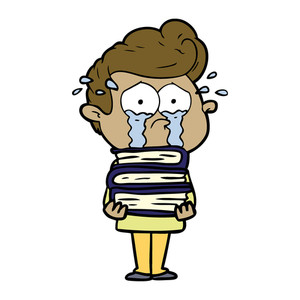 300x300 Cartoon Crying Woman With Stack Of Books Royalty Free Stock Image