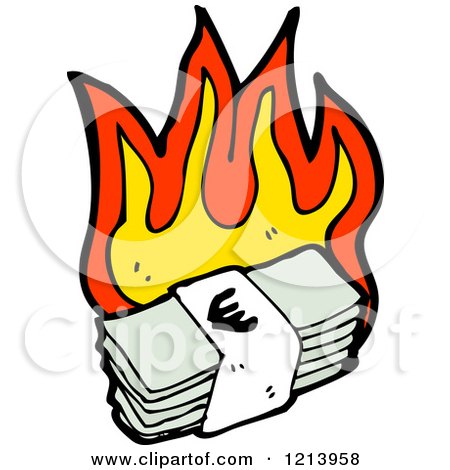 450x470 Cartoon Of A Flaming Stack Of Money