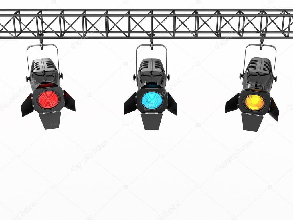 1024x768 Stage Lights On White Isolated Background Stock Photo