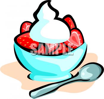350x333 Royalty Free Clip Art Image Bowl Of Strawberries With Whipped Cream