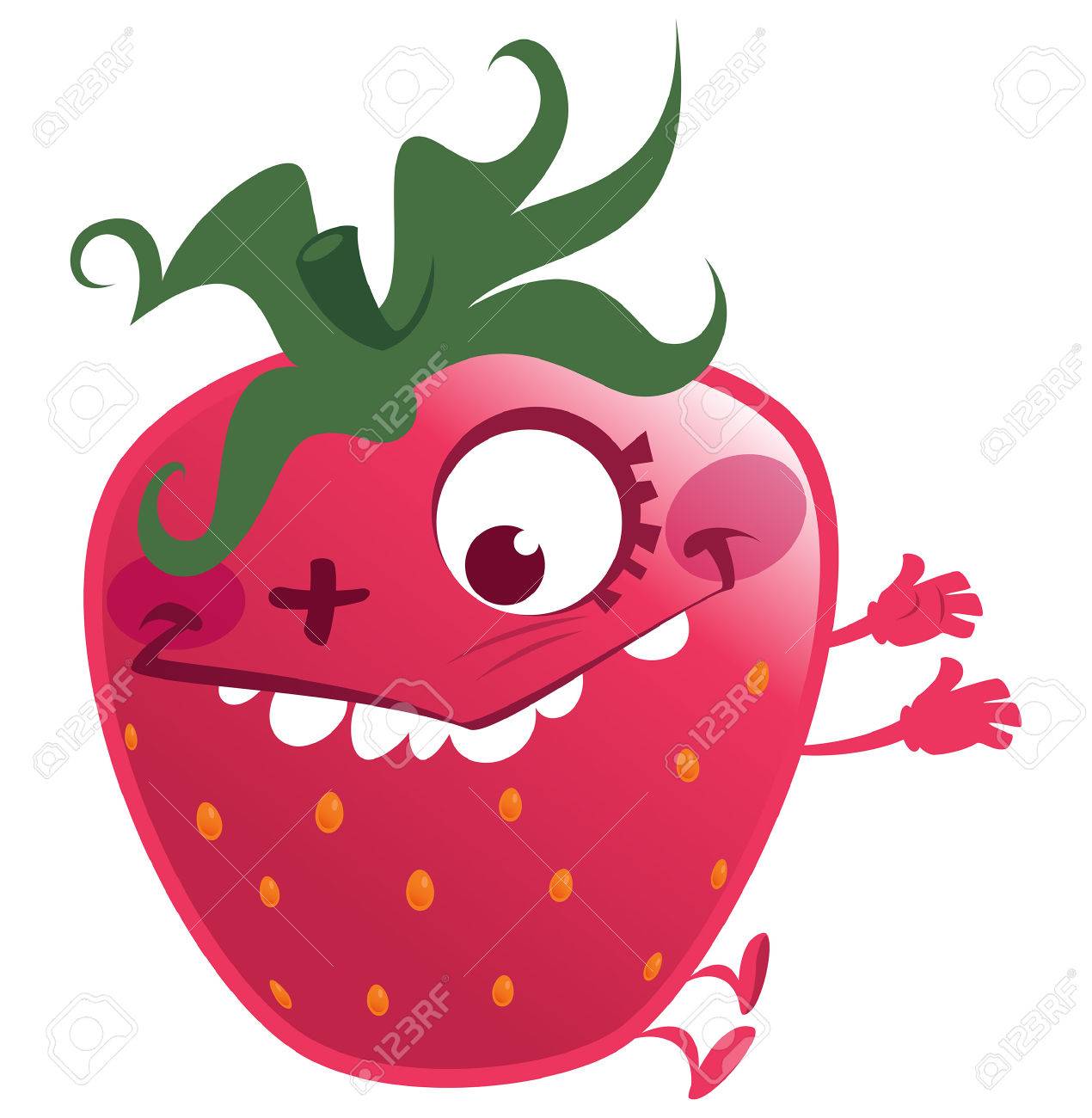 1270x1300 Cartoon Pink Red Strawberry Fruit Character Jumping Making
