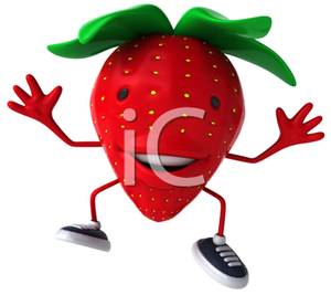 300x267 Cartoon Strawberry Cheering Clip Art Image
