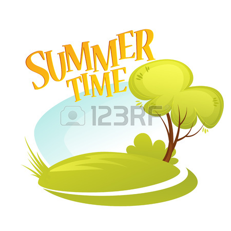 450x450 Cartoon Summer Landscape Background. Summer Tree. Vector