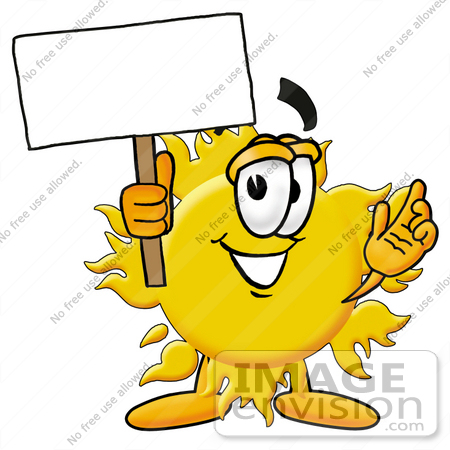 450x450 Clip Art Graphic Of A Yellow Sun Cartoon Character Holding A Blank
