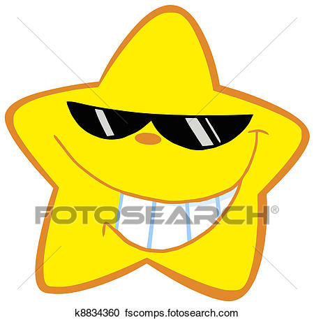 450x458 Clipart Of Happy Little Star With Sunglasses K8834360