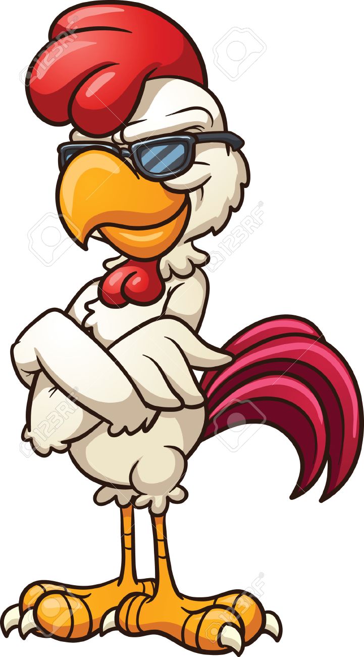 721x1300 Cartoon Chicken Wearing Cool Sunglasses Vector Clip Art