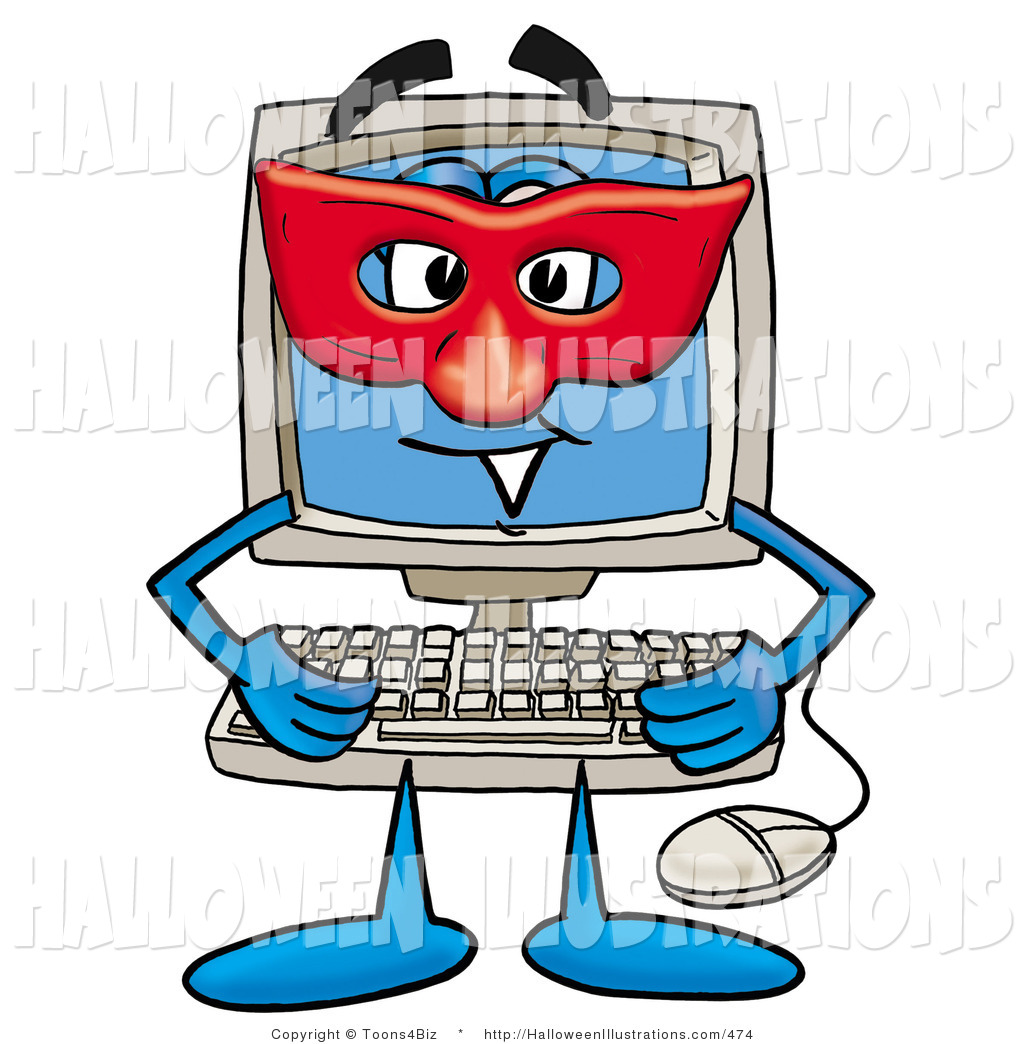 1024x1044 Halloween Clip Art Of A Superhero Desktop Computer Mascot Cartoon