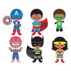 236x236 This Digital Clipart Set Including 6 Superheroes In Action. Each